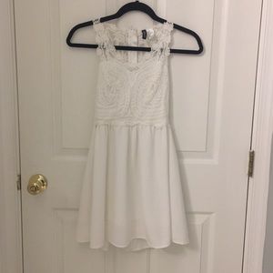 WHITE LACED A LINE DRESS